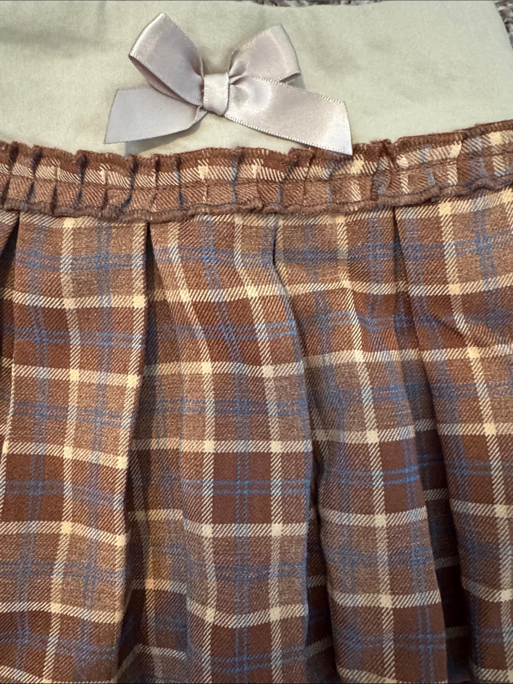 Edikted Brown Plaid Mini Skirt with Cream Waistband - Picture 5 of 5